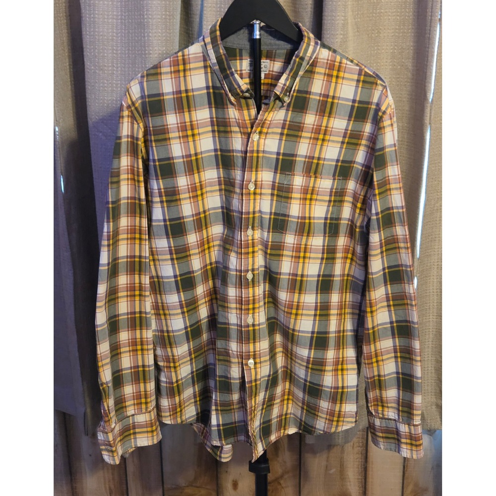 J.Crew 100% Cotton‎ Plaid Button Down Dress Shirt Mens Size Large Multicolor